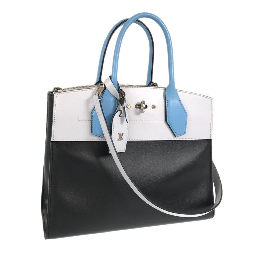 Louis Vuitton City Steamer MM 2 Way Shoulder Handbag Black Leather